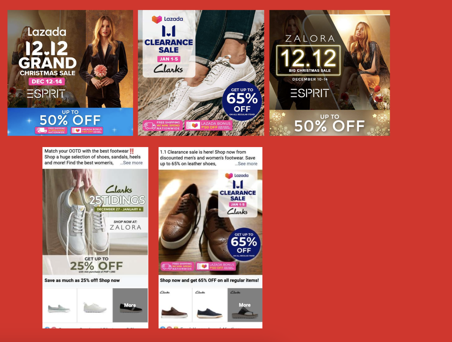 Creative and campaign assets for the Clarks and Esprit retail pivot to online selling